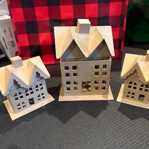 Set of Three Paper Mache Decorative House